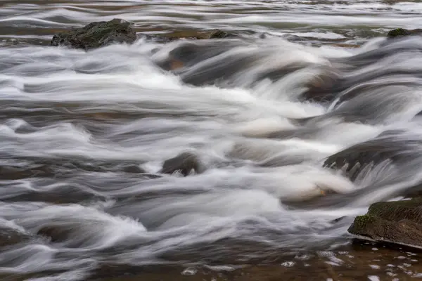 Lång Exponering Flod Vid Solnedgången Tyskland — Stockfoto