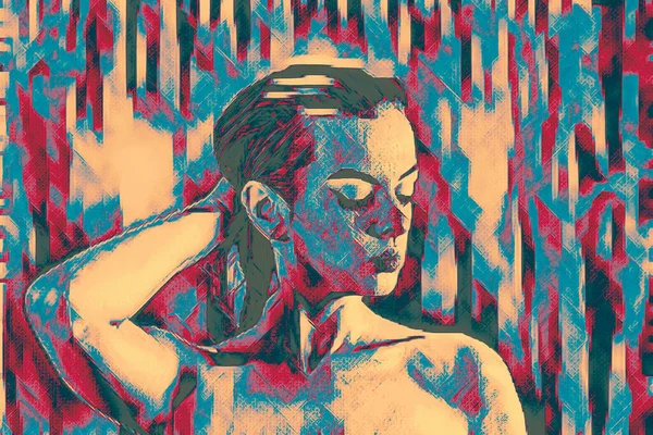 Zdjęcie Portretowe Pięknej Młodej Kobiety Stylu Pop Art — Zdjęcie stockowe