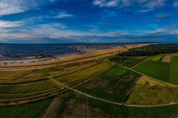 Vista Panorâmica Mina Superfície Hambach Floresta Hambach Alemanha Fotografia Drones — Fotografia de Stock