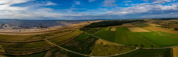 Vista Panorâmica Mina Superfície Hambach Floresta Hambach Alemanha Fotografia Drones — Fotografia de Stock