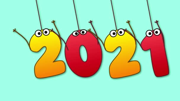 Happy New Year 2022 Funny Animated Numbers 2021 Turning 2022 — Stock Video