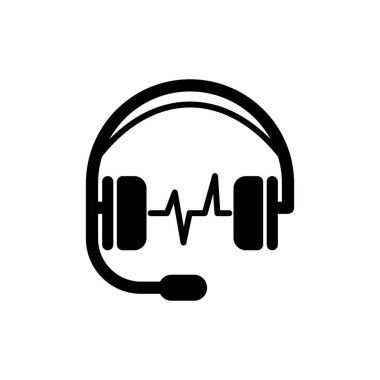 Beyaz arkaplanda kulaklık simgesi vektör müzik tasarımı şablonları