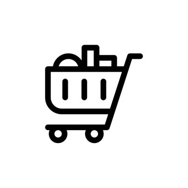 Beyaz arkaplanda izole edilmiş alışveriş arabası simgesi vektör tasarım şablonları