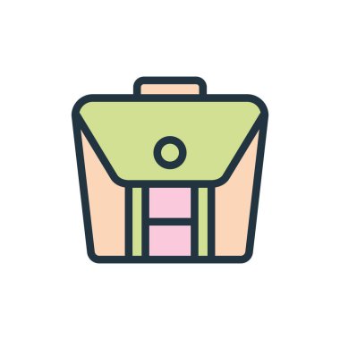 Kurye poşeti simgesi vektörü, beyaz arkaplan üzerindeki düz illüstrasyon