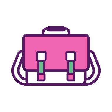 Kurye poşeti simgesi vektörü, beyaz arkaplan üzerindeki düz illüstrasyon