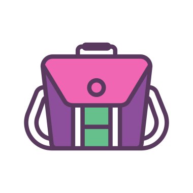 Kurye poşeti simgesi vektörü, beyaz arkaplan üzerindeki düz illüstrasyon