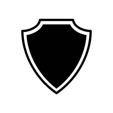 Kalkan Simgesi beyaz arkaplanda izole edilmiş modaya uygun düz stil