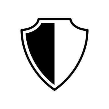 Kalkan Simgesi beyaz arkaplanda izole edilmiş modaya uygun düz stil