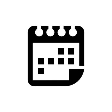 Düz takvim simgesi. Beyaz arkaplan üzerindeki duvar vektörü takvimi