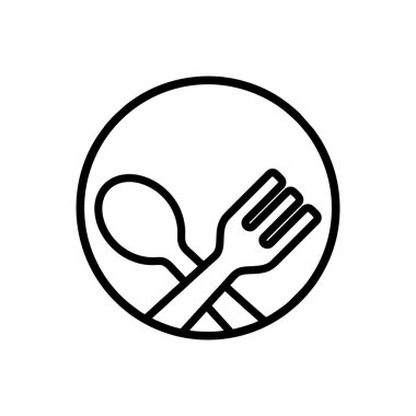 Beyaz arkaplanda kaşık ve çatal Simge vektör tasarım şablonları