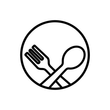 Beyaz arkaplanda kaşık ve çatal Simge vektör tasarım şablonları