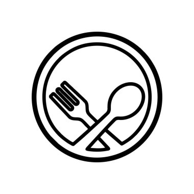 Beyaz arkaplanda kaşık ve çatal Simge vektör tasarım şablonları