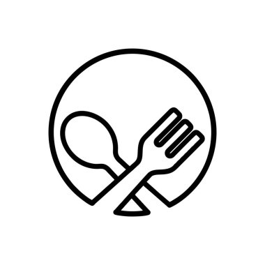 Beyaz arkaplanda kaşık ve çatal Simge vektör tasarım şablonları