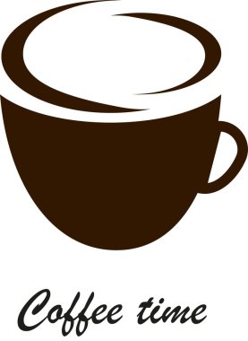 hot cup of cofee on white, cappuccino, cafe logo, flat illustration, drinks