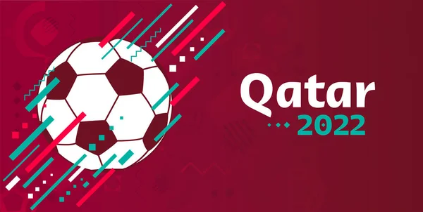 Qatar World voetbal cup 2022, banner in kleur nationale vlag — Stockvector