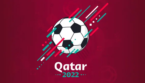 Qatar Copa Mundial de Fútbol 2022, bandera en color bandera nacional — Vector de stock