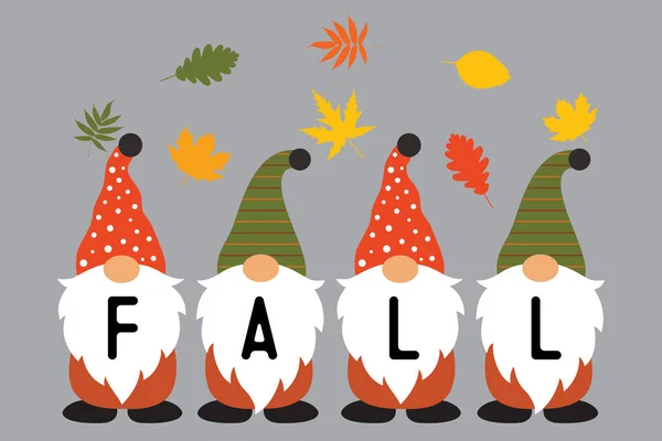 Fall Gnomes Vector Autumn Vector Fall Gnomes Vector Holiday Day — Διανυσματικό Αρχείο