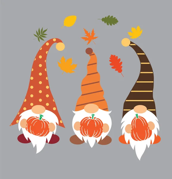 Fall Gnomes Pumpkin Vector Autumn Vector Fall Gnomes Vector Διάνυσμα — Διανυσματικό Αρχείο