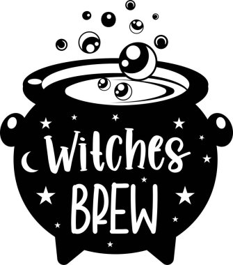 Witches Brew Cauldron Vector, Halloween Vector, Witch Vector, Pumpkin Vector, Boo Vector File clipart