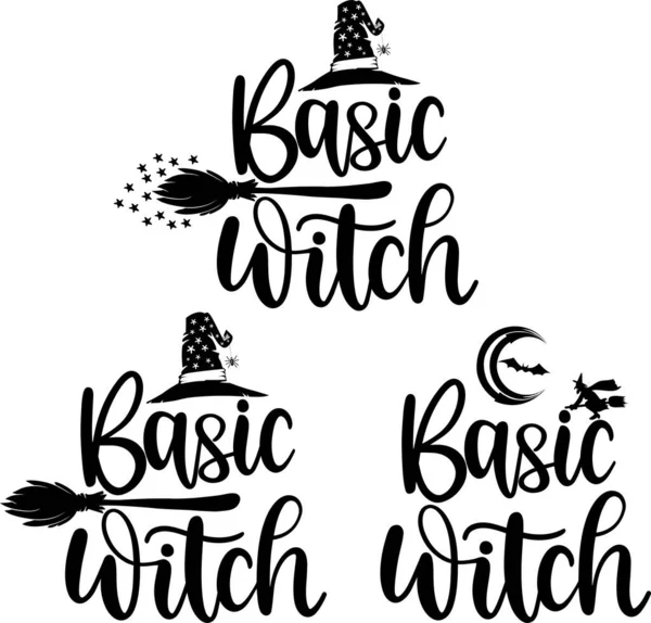 Basic Witch Vector Halloween Vector Witch Vector Pumpkin Vector Boo —  Vetores de Stock