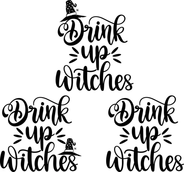 Drink Witches Vector Halloween Vector Witch Vector Pumpkin Vector Boo —  Vetores de Stock