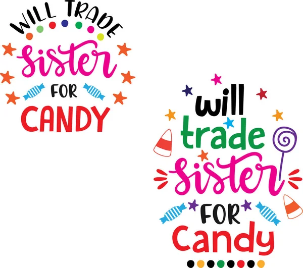 Trade Sister Candy Vector Halloween Vector Witch Vector Pumpkin Vector — Wektor stockowy