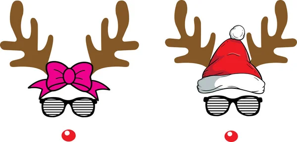 Christmas Reindeer Sunglasses Vector Santa Vector Merry Christmas Vector Holiday — Vector de stock