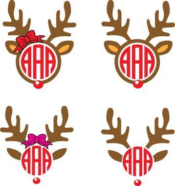  Reindeer Monogram Vector, Santa Vector, Merry Christmas Vector, Holiday Vector Files
