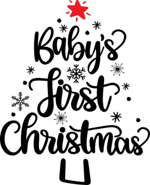 Baby's First Christmas Vector, Santa Vector, Merry Christmas Vector, Holiday Vector Files