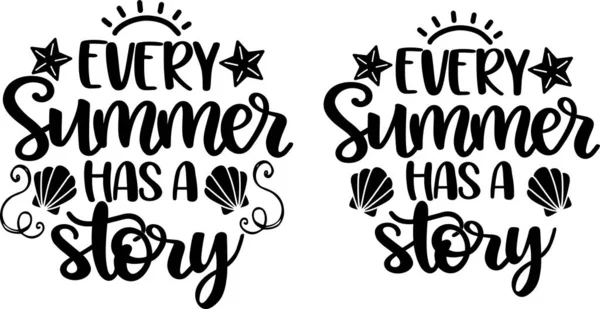 Every Summer Has Story Beach Summer Holiday Vector Illustration File - Stok Vektor