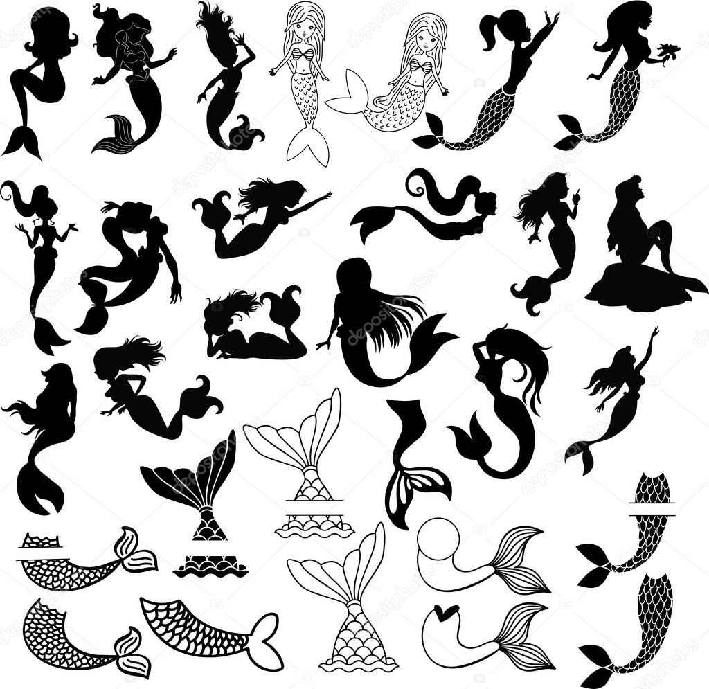  Mermaid Tail, Beach, Summer Holiday, Vector Illustration File