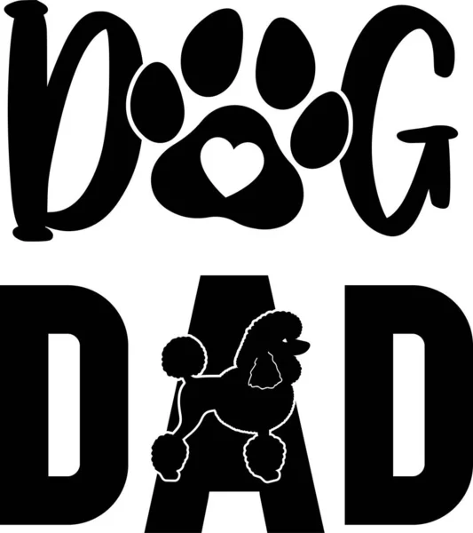 Dog Dad Poodle Dog Animal Pet Vector Illustration File — Stockový vektor