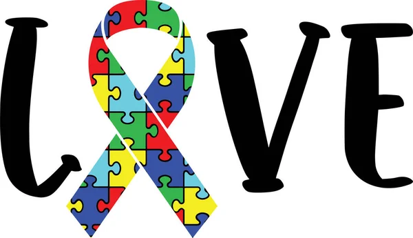 Love Autism Awareness Proud Autism Autism Day Vector Illustration File — Stock vektor