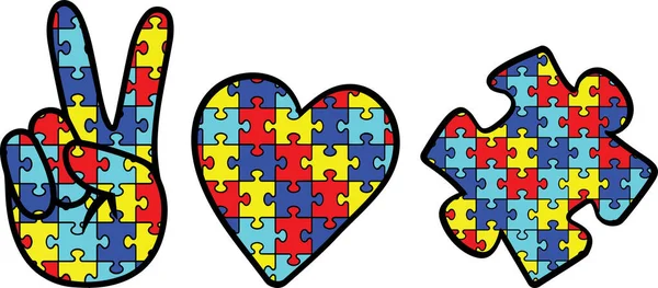 Peace Love Autism Proud Autism Autism Day Vector Illustration File — Image vectorielle