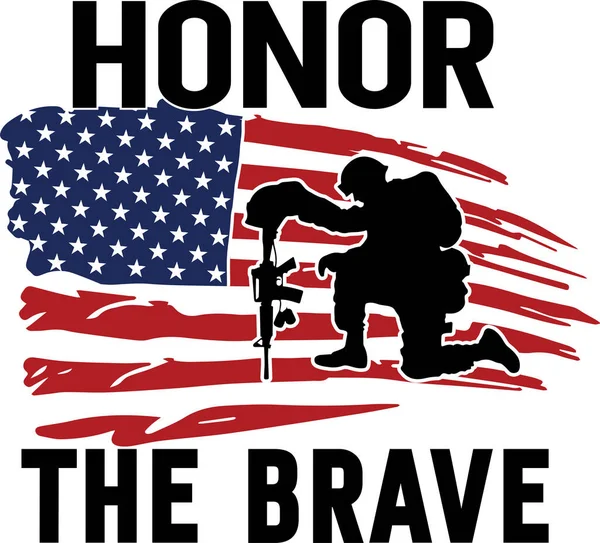 Honor Brave Veteran Patriotic Military Fourth July Memorial Day Vector — 图库矢量图片
