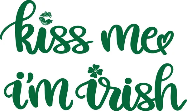 Kiss Irish Green Clover Lucky Shamrock Lucky Clover Vector Illustration — Stockový vektor