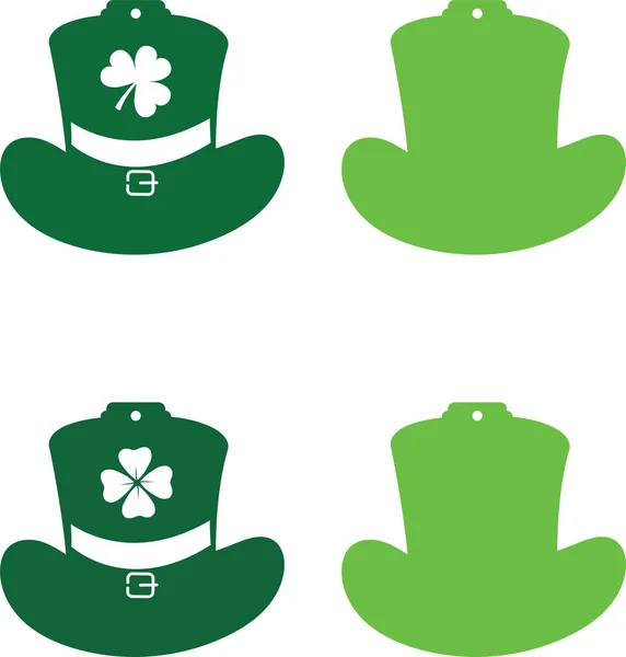 Leprechaun Hat Earrings Green Clover Lucky Shamrock Lucky Clover Vector — Wektor stockowy