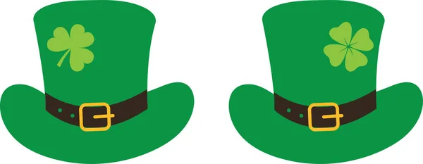 Leprechaun Hat Green Clover Lucky Shamrock Lucky Clover Vector Illustration — Wektor stockowy