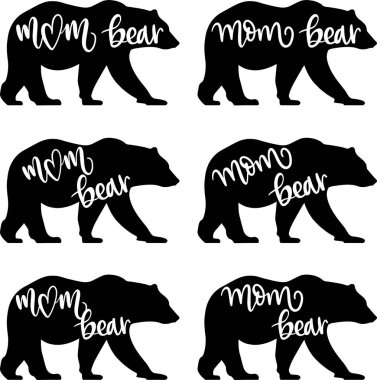  Mom Bear, Blessed Cut File, Blessed Family, Black Letter Vector Illustration File