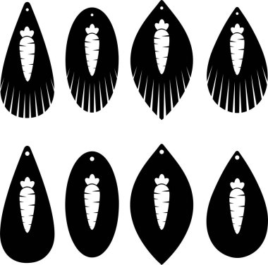 Carrot Earrings, Spring, Easter, Tulips Flower, Happy Easter Vector Illustration File