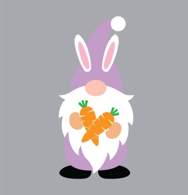 Easter Gnome with Carrot 3, Spring, Easter, Tulips Flower, Happy Easter Vector Illustration File