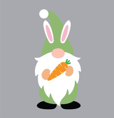  Easter Gnome with Carrot, Spring, Easter, Tulips Flower, Happy Easter Vector Illustration File