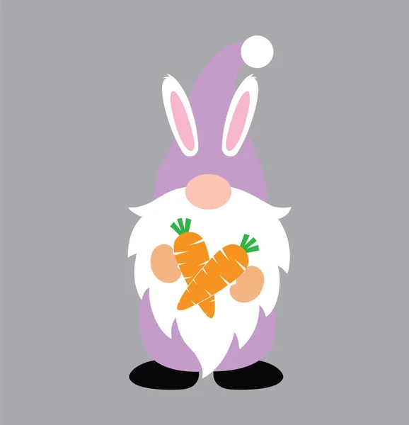 Easter Gnome Carrot Spring Easter Tulips Flower Happy Easter Vector — 스톡 벡터