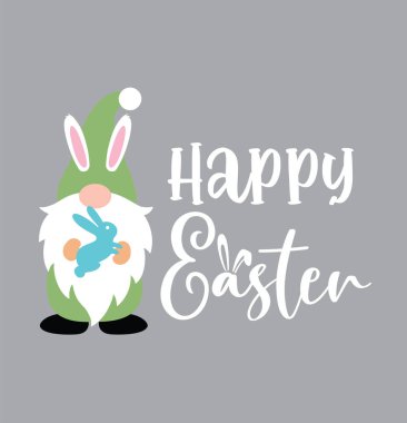 Happy Easter Gnome Bunny, Spring, Easter, Tulips Flower, Happy Easter Vector Illustration File