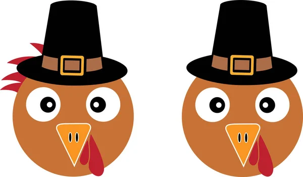 Turkey Pilgrim Hat Happy Fall Thanksgiving Day Happy Harvest Vector — Stockvector