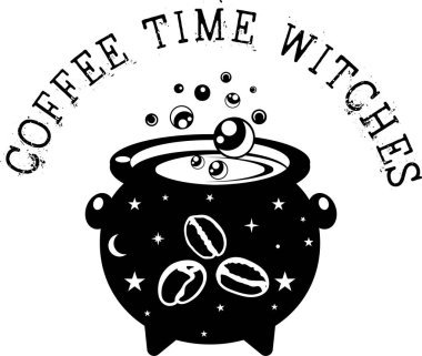 Coffee Time Witches, Halloween Truck, Happy Halloween, Vector Illustration File