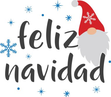 Mutlu Navidad Cücesi Noel, Mutlu Noeller, Noel Baba, Noel Tatili, Vektör İllüstrasyon Dosyası