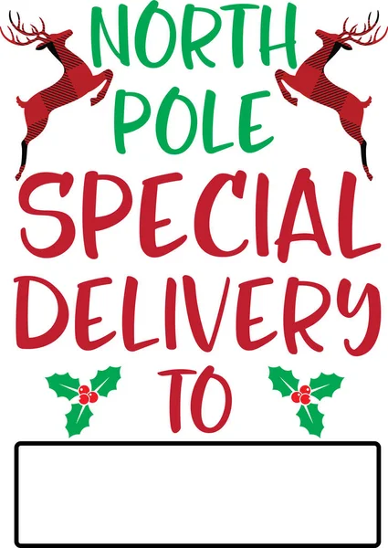 Consegna Speciale Polo Nord Buon Natale Babbo Natale Vacanze Natale — Vettoriale Stock