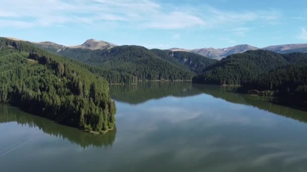 Luchtfoto Bergen Natuur Meer Mooi Landschap — Stockvideo