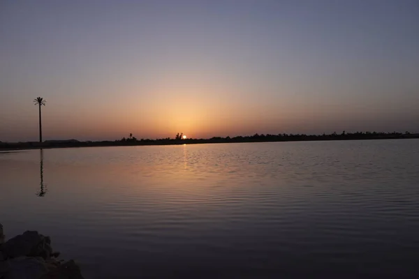 Магічний Схід Сонця Над Озером Сіва Оазі Єгипет — стокове фото